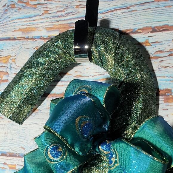 Peacock Candy Cane Wreath  - Picture 4 of 8